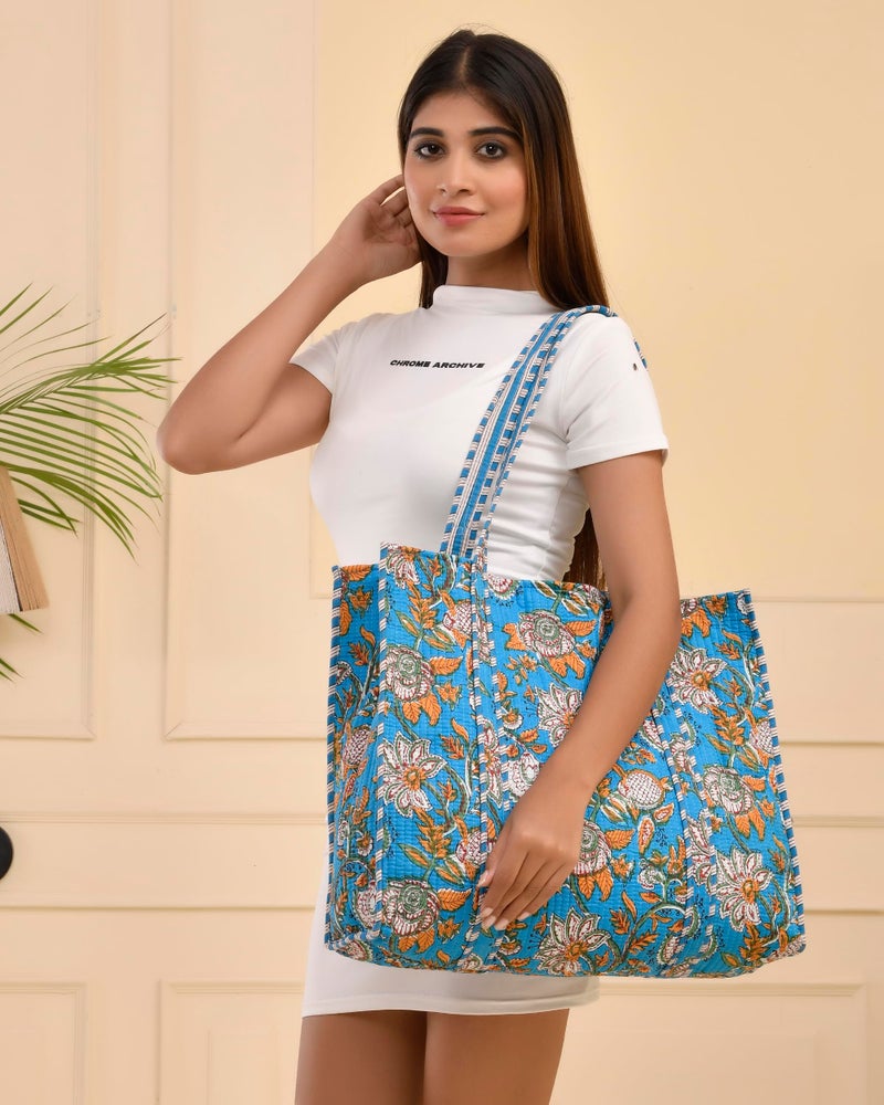 Marubhumi Women Lightweight Travel Bag Purse Cotton Shoulder Tote Bag For Shopping Grocery & Beach Bag (Design-26) - Image 2