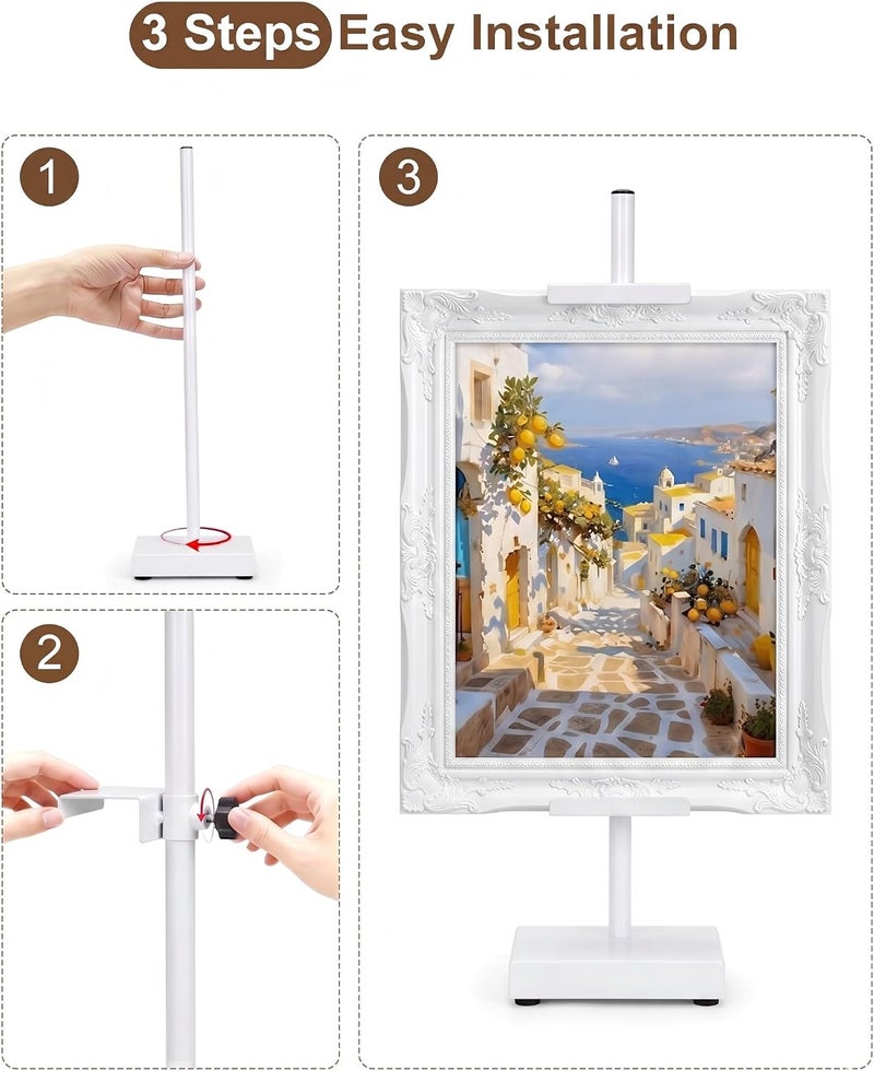 Victawks Adjustable Tabletop Easel Stand, White Picture Easels for Display Up to 17" H, Metal Picture Frame Holder Stand Table for Art, Photo (4 Pack) - Image 4