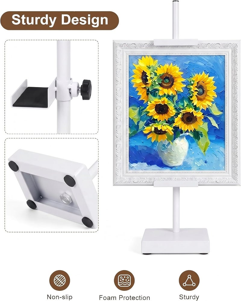 Victawks Adjustable Tabletop Easel Stand, White Picture Easels for Display Up to 17" H, Metal Picture Frame Holder Stand Table for Art, Photo (4 Pack) - Image 5