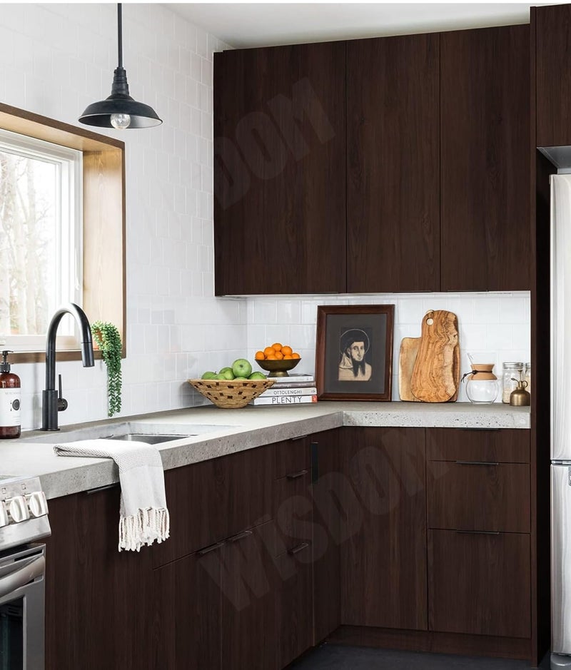 WISDOM Self Adhesive Vinyl Wood Grain Wallpaper for Furniture Vinyl Stickers Wooden Door Desktop Wall Papers Kitchen-Cupboard/Shelf Liner Sheet (16 x 96 Inch, Dark Wooden) - Image 2