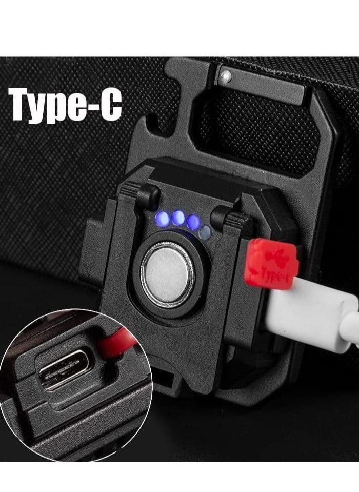 Generic - LED COB Flashlight Keychain Light with Stand,500 Lumen Rechargeable Keychain Flashlights, 4 Light Modes Portable Pocket Light with Folding Bracket Bottle Opener for Camping Emergency and Fishing - Image 1