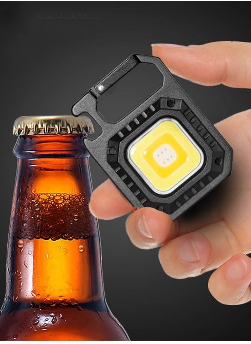 Generic - LED COB Flashlight Keychain Light with Stand,500 Lumen Rechargeable Keychain Flashlights, 4 Light Modes Portable Pocket Light with Folding Bracket Bottle Opener for Camping Emergency and Fishing - Image 1