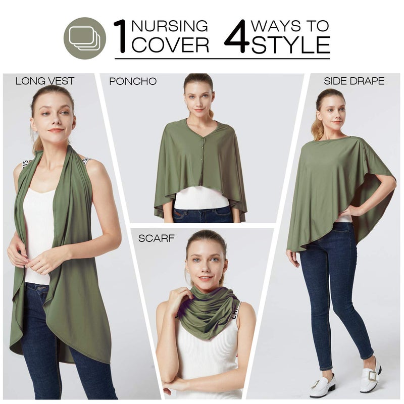 Kefee Kol Nursing Cover & Baby Nursing Poncho,Multi Use Breastfeeding Cover for CarSeat Canopy, High Seat Cover, Stroller Cover, Shopping Cart Cover,Nursing Scarf for Boy and Girl by Kefee Kol (Green) - Image 3