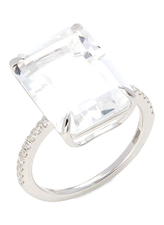 EFFY - 14K White Gold White Topaz and Diamond Ring for Women Size 7 - Image 1