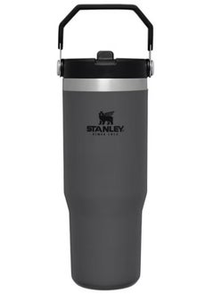 STANLEY IceFlow Flip Straw Water Bottle, 0.88L – Vacuum Insulated, Leakproof & BPA-Free – Keeps Water Cold for 12 Hours – Easy-Carry, Dishwasher Safe Stainless Steel Travel Mug (Charcoal) – Perfect for Active Lifestyles & On-the-Go Hydration