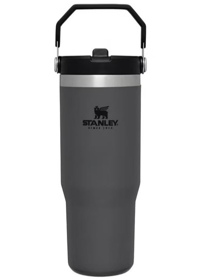 Stanley - STANLEY IceFlow Flip Straw Water Bottle, 0.88L – Vacuum Insulated, Leakproof & BPA-Free – Keeps Water Cold for 12 Hours – Easy-Carry, Dishwasher Safe Stainless Steel Travel Mug (Charcoal) – Perfect for Active Lifestyles & On-the-Go Hydration - Image 1