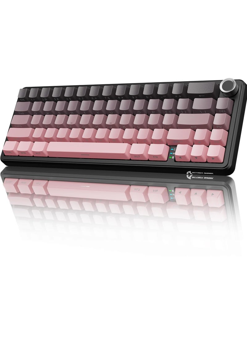 Attack Shark X66 Wireless Mechanical Gaming Keyboard with Knob,Tri Mode USB-C/BT5.0/2.4G Gasket Mounted 60% RGB Gaming Keyboard,Side Printed PBT Keycap, Hot Swappable Strawberry Switch(BlackBerry) - Image 1