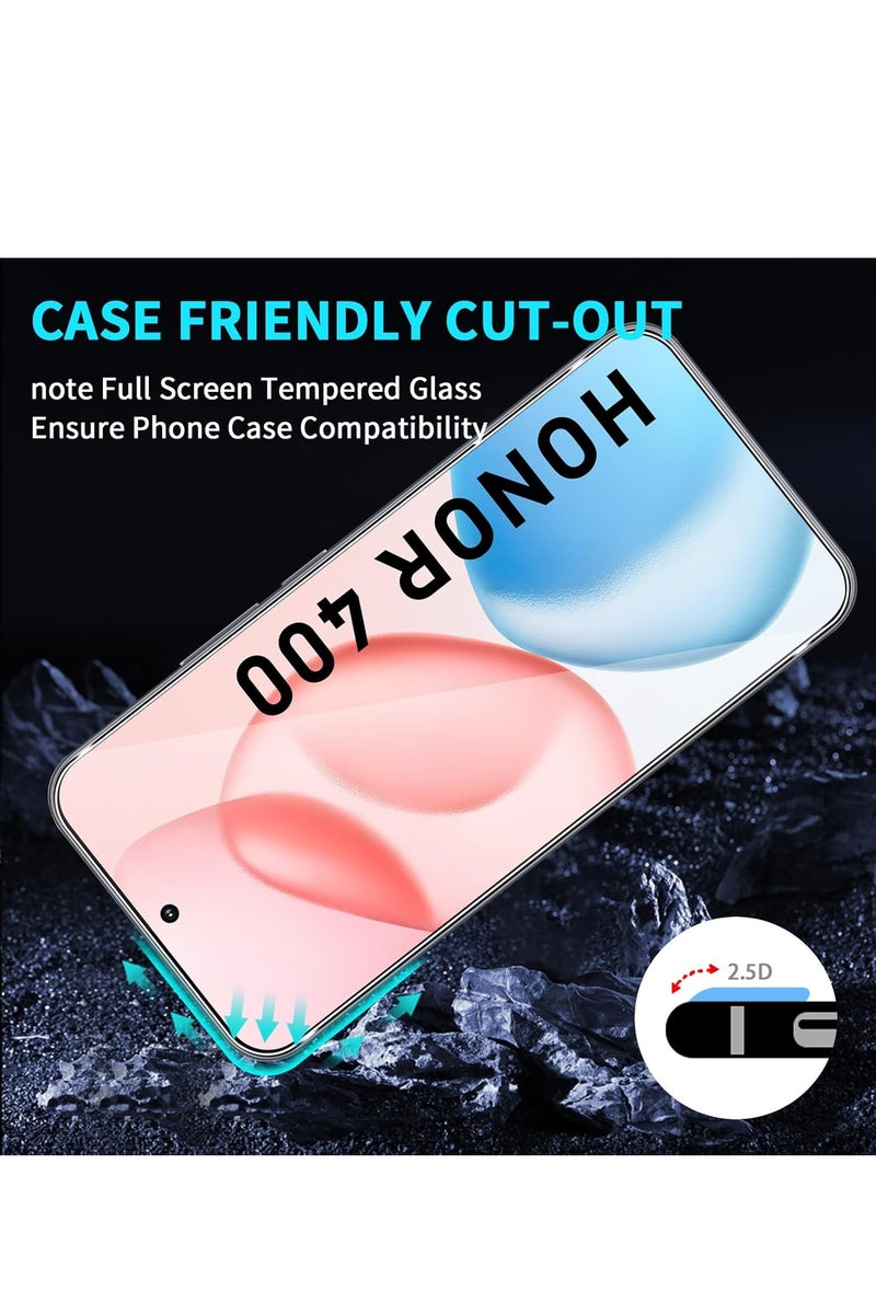 2+2 Pack Screen Protector for Honor 400, with Camera Lens Protector 9H Hardness Tempered Glass Bubble Free Anti-Scratch Anti-Fingerprint - Image 4