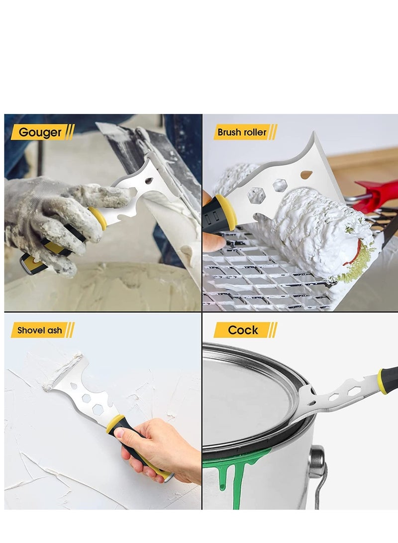 Excefore Scraper Tool Stainless Steel 13-in-1 Painters Tool Professional Multi Paint Stripper Tool Includes Paint Roller Straight Scraper Curved Scraper and More - Image 3