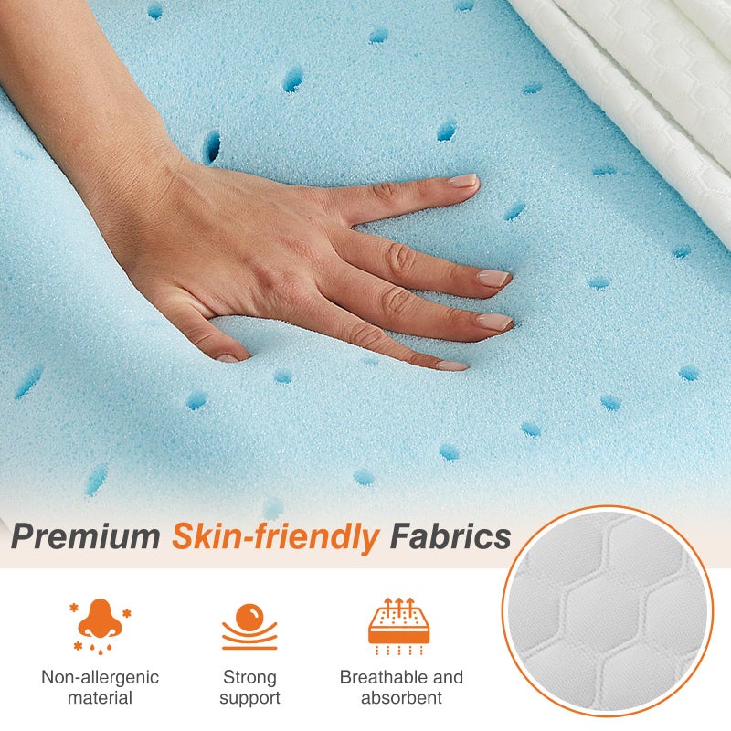 DUMOS Memory Foam Pillows for Sleeping 2 Pack, Bed Pillows for Adults with Washable Cover and Breathable Mesh, Gel Cooling Pillow for Back and Side Sleeper Support, White - Image 2