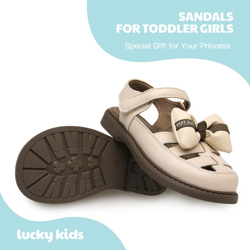Lucky Kids Girls Bow Tie Flat Sandals Closed Toe Sandals with Adjustable Straps for Little/Big Kids - Image 4