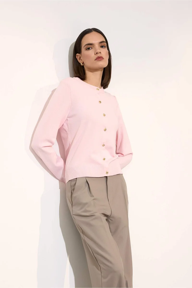 DeFacto Regular Fit Crew Neck Knitwear Cardigan