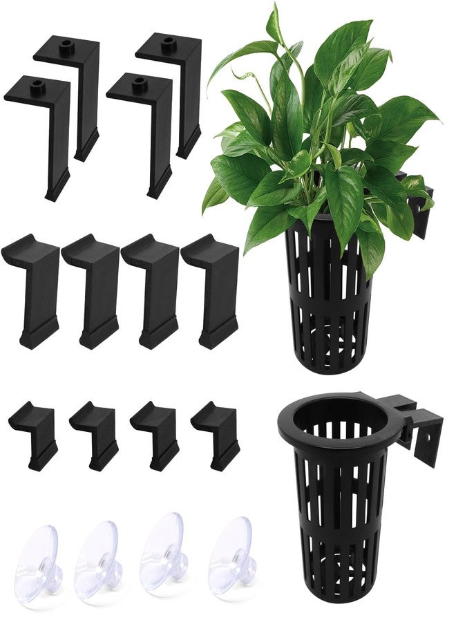 BENLIUDH 2PCS Upgraded Large Aquarium Plant Holder with 1.57" Extension Hooks and Suction Cups, Aquatic Plant Holder for Fish Tank Aquaponic Plants Cultivation and Aquascape Accessories, Black - Image 1
