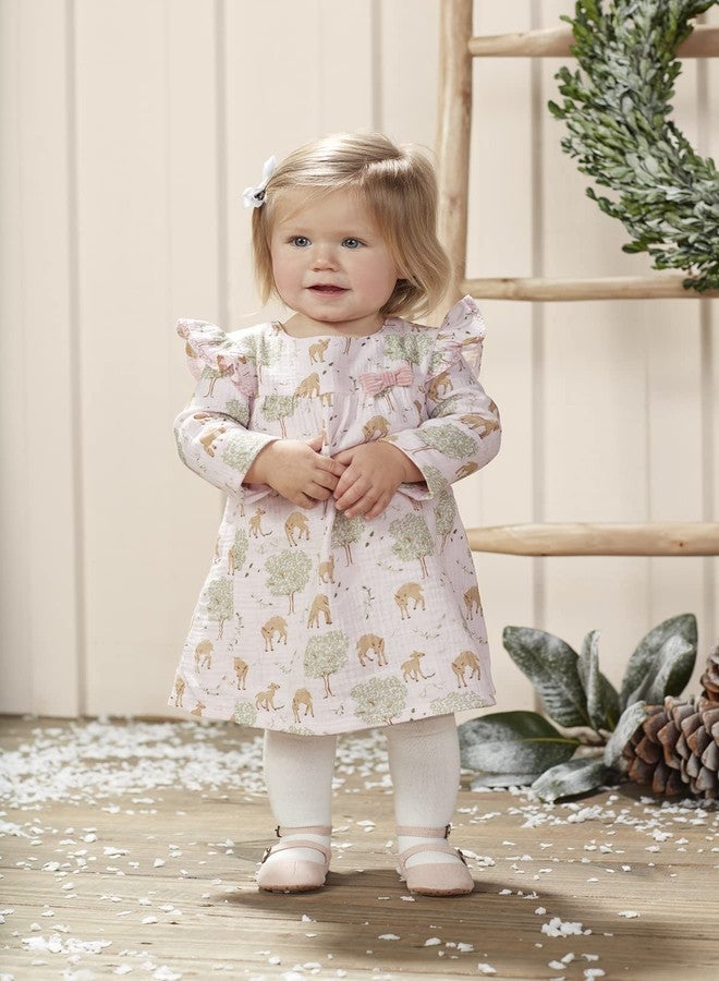 Mud Pie Baby Girl Deer Dress and Tights, Pink, 5T - Image 2