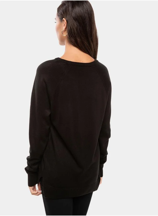 DeFacto Solid Raglan Sleeve Regular Fit Sweater by Styli