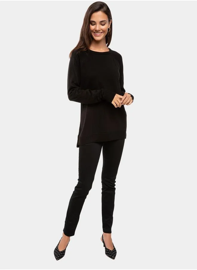 DeFacto Solid Raglan Sleeve Regular Fit Sweater by Styli
