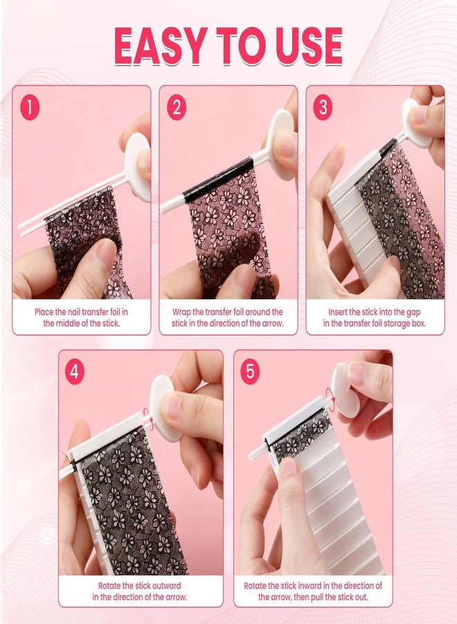 heemeei Nail Foil Transfer Sheets Storage Box, 6Pcs Nail Foils Transfer Organizer for Nail Art, Protable Nail Transfer Sheets Holder with 10-Slot for Nail Foil Rolls & Decals, Manicure DIY & Salon - Image 5