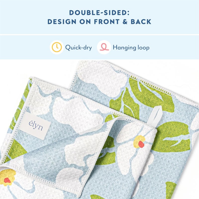 ELYN Microfiber Kitchen Dish Towel Set, Quick-Dry & Absorbent Waffle Weave Cleaning Towels, Set of 4 Kitchen Towels, Paper Towels Alternative (Oranges & Gingham) - Image 4