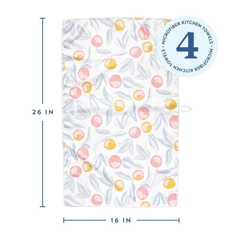ELYN Microfiber Kitchen Dish Towel Set, Quick-Dry & Absorbent Waffle Weave Cleaning Towels, Set of 4 Kitchen Towels, Paper Towels Alternative (Oranges & Gingham) - Image 2