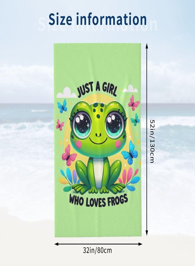 MIEPOS Cute Frog Beach Towel,32x52in,Quick-Dry Sand-Free Forest Bath Towels,Microfiber Lightweight for Travel Pool Yoga Beach Outdoor Activities Decor Accessories Gifts (Just a Girl Who Loves Frogs) - Image 3