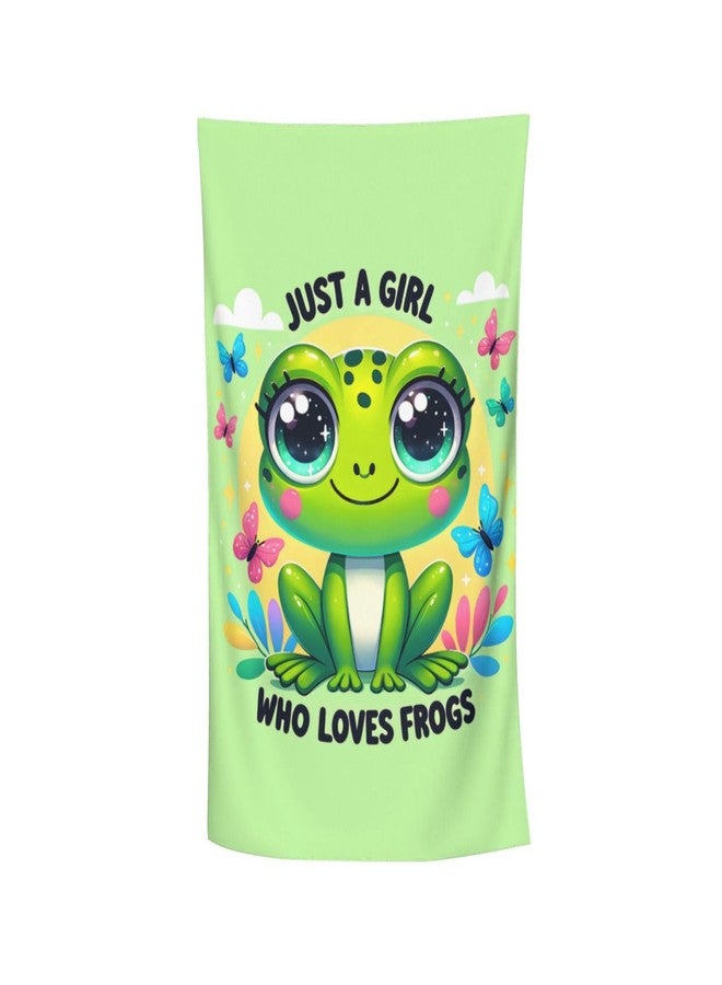 MIEPOS Cute Frog Beach Towel,32x52in,Quick-Dry Sand-Free Forest Bath Towels,Microfiber Lightweight for Travel Pool Yoga Beach Outdoor Activities Decor Accessories Gifts (Just a Girl Who Loves Frogs) - Image 1