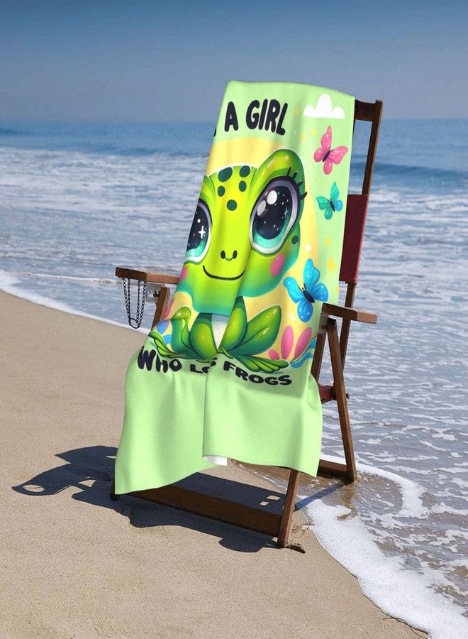MIEPOS Cute Frog Beach Towel,32x52in,Quick-Dry Sand-Free Forest Bath Towels,Microfiber Lightweight for Travel Pool Yoga Beach Outdoor Activities Decor Accessories Gifts (Just a Girl Who Loves Frogs) - Image 4