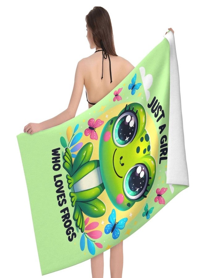 MIEPOS Cute Frog Beach Towel,32x52in,Quick-Dry Sand-Free Forest Bath Towels,Microfiber Lightweight for Travel Pool Yoga Beach Outdoor Activities Decor Accessories Gifts (Just a Girl Who Loves Frogs) - Image 2