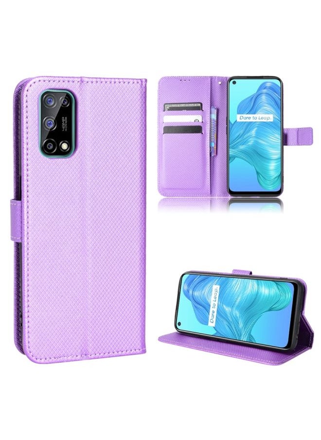 HuHa Case Cover For Realme V5 5G / Q2 / 7 5G Diamond Texture Leather Phone Case Purple 