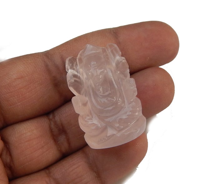 NATURAL ROSE QUARTZ STONE GANESHA STATUE HOLY GANESHA IDOL GOOD LUCK GANESHA POCKET GANESH STATUE GANESH FOR CAR DASH BOARD HAND CARVED ROSE QUARTZ GANESH