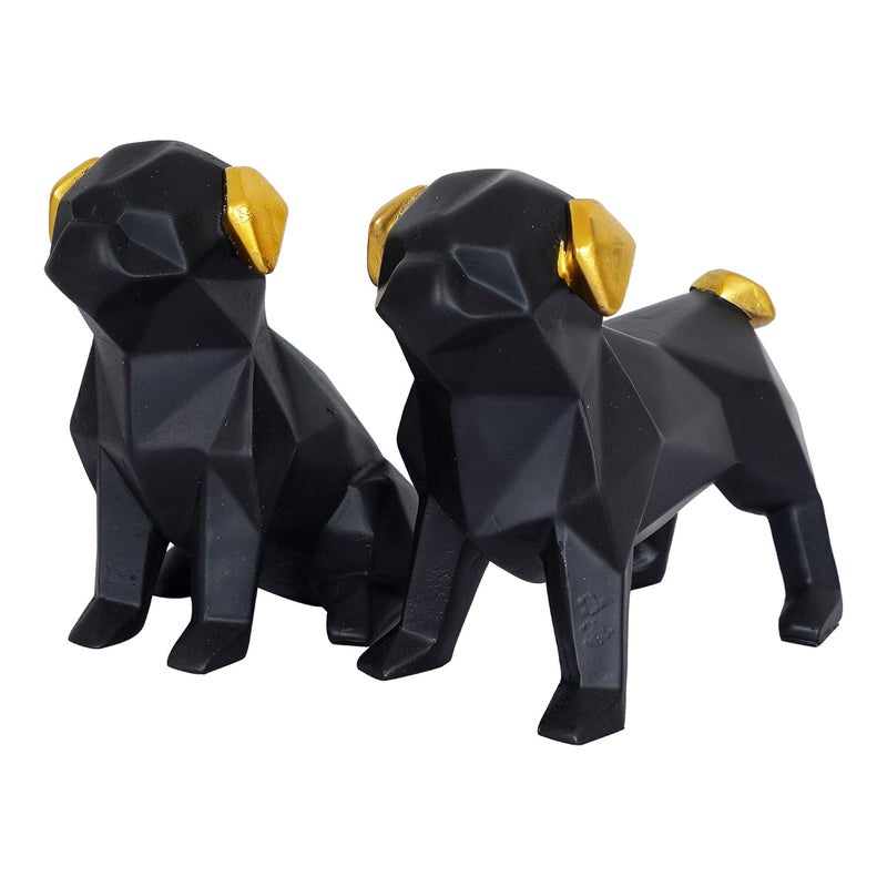 ZART Black Dog Cute Pair Showpiece for Home Decoration Items Set of 2 Black - Image 2