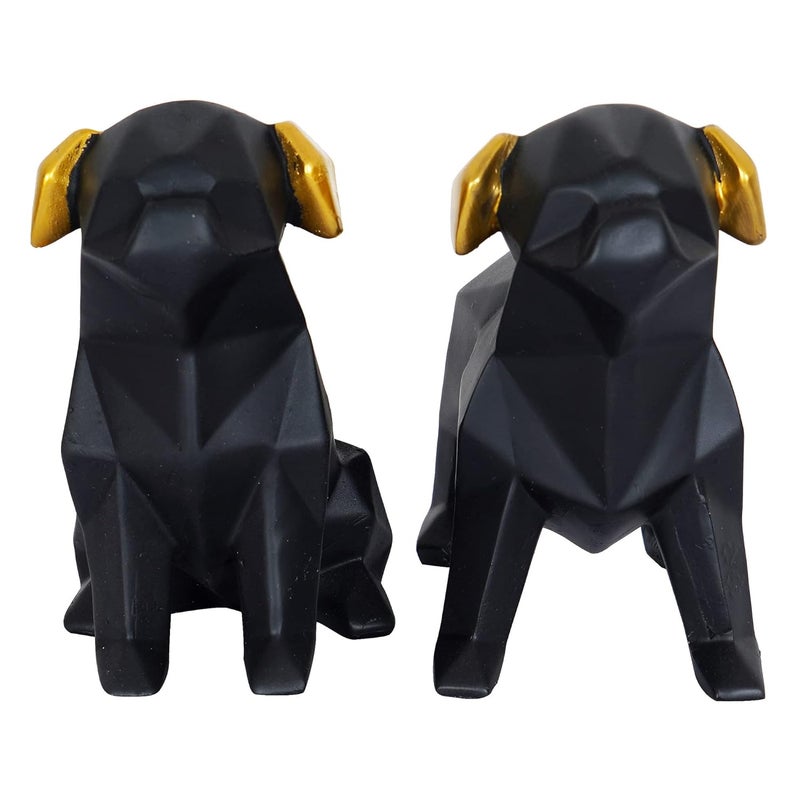 ZART Black Dog Cute Pair Showpiece for Home Decoration Items Set of 2 Black - Image 3