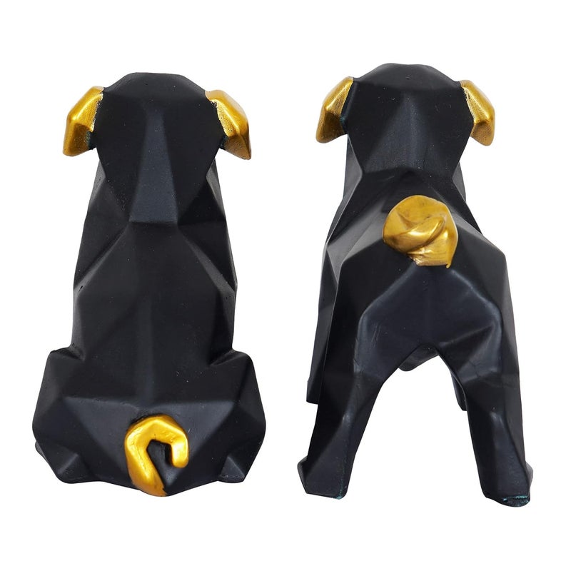 ZART Black Dog Cute Pair Showpiece for Home Decoration Items Set of 2 Black - Image 5