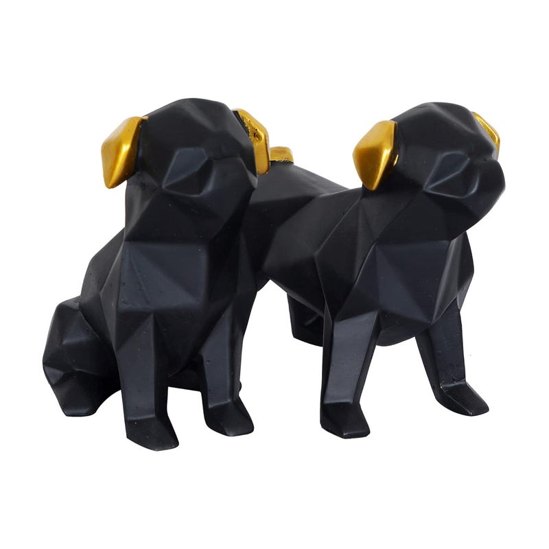 ZART Black Dog Cute Pair Showpiece for Home Decoration Items Set of 2 Black - Image 4