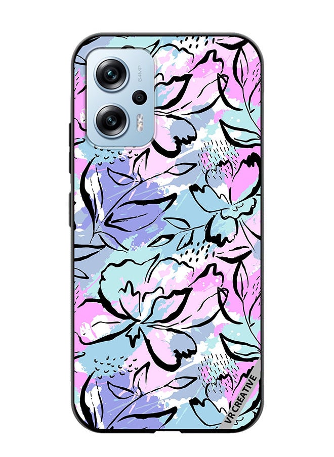VR CREATIVE Protective Case Cover For Xiaomi Poco X4 GT Abstract Flowers Print Design Multicolour  - Image 1