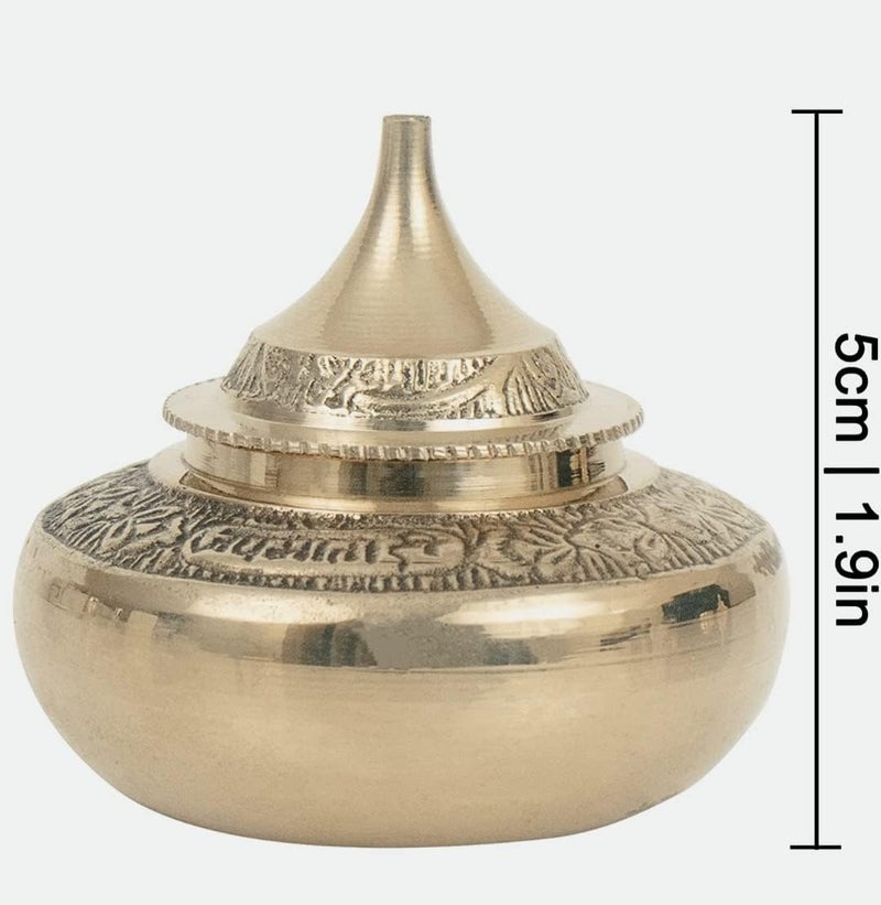 VR Creatives Brass Handmade Kumkum Sindoor Box Kumkum Puja Box Sindoor Dabbi Dibbi Dhani Dani Lid Holder Gold 16 X 16 X 19 Inch - Image 2