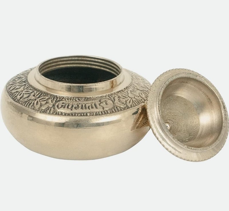VR Creatives Brass Handmade Kumkum Sindoor Box Kumkum Puja Box Sindoor Dabbi Dibbi Dhani Dani Lid Holder Gold 16 X 16 X 19 Inch - Image 3
