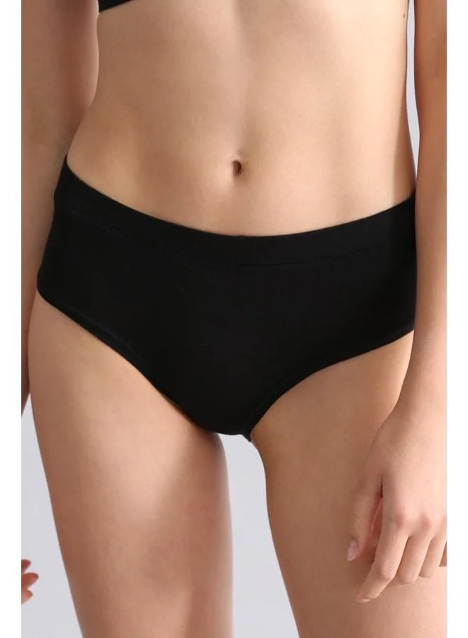 Aytuğ Corn Modal by TENCEL HERA Hidden Elastic Brazilian 3‑Piece Panty Black.