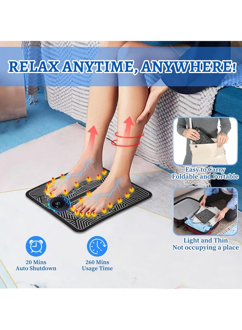 8 Modes EMS Foot Massager Electronic Feet Massager for Pain and Circulation,19 Intensities Relax Muscle Stimulatior Massage Mat for Feet Folding Portable,Best Present for Parents - Image 4