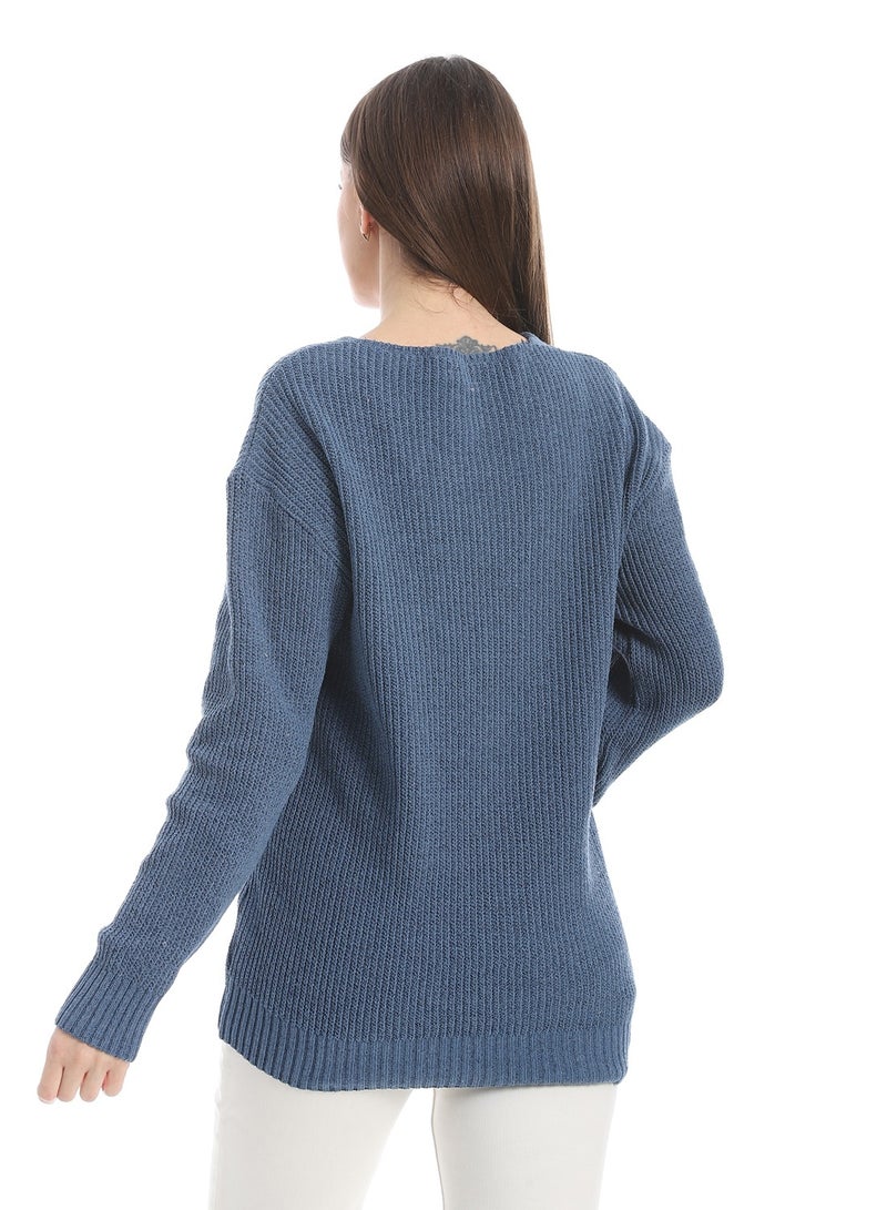 سيزار بلوفر صوف حريمي سادة برقبة علي شكل سبعة وتصميمات متعددة - Image 5