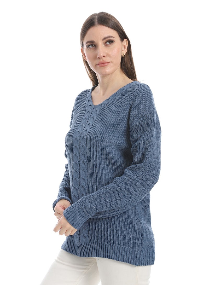 سيزار بلوفر صوف حريمي سادة برقبة علي شكل سبعة وتصميمات متعددة - Image 3