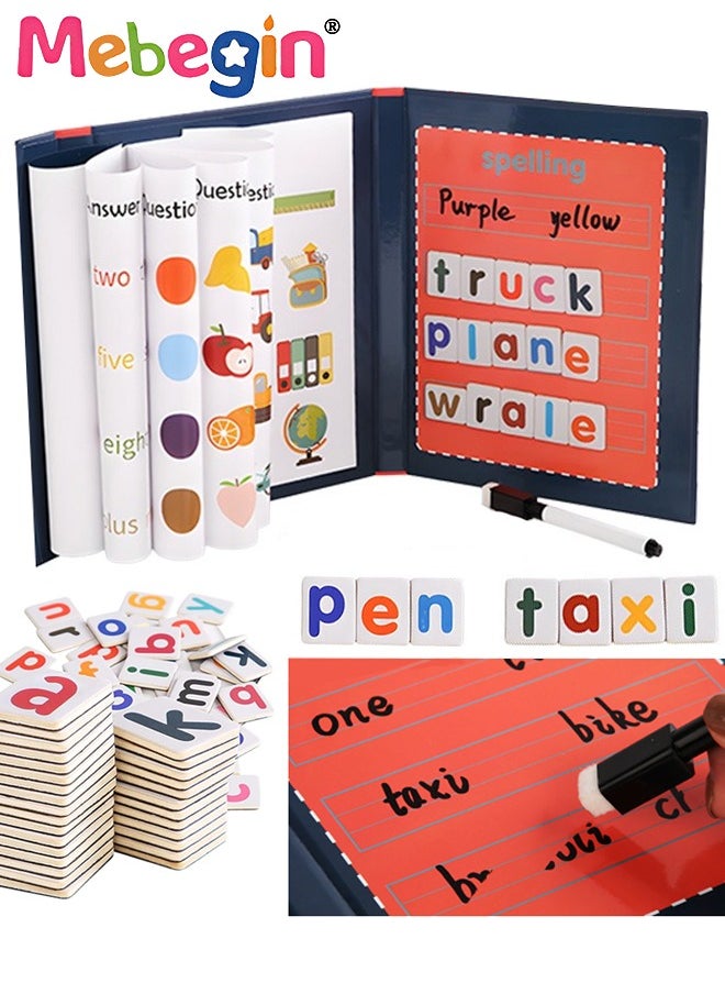 MEBEGIN Spelling Games for Kids, Magnetic Scrabble See and Spell Write Learning Skills, Early Education Toys with English Cardboard Puzzle for Boys Girls Age 3+ Years Old  - Image 1
