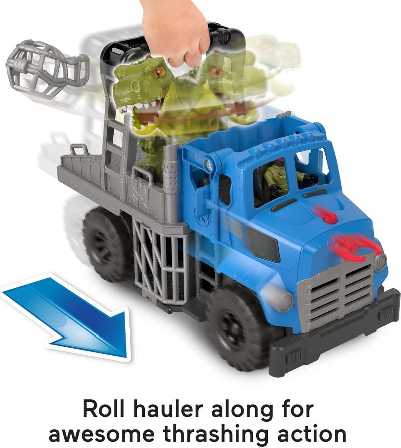 JURASSIC WORLD Fisher-Price Imaginext Jurassic World Dominion Toy, Break Out Dino Hauler Vehicle & T. rex Dinosaur for Preschool Kids Ages 3+ Years - Image 3