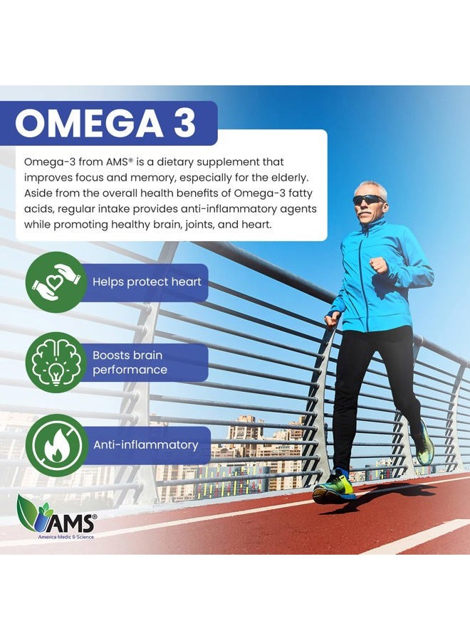 America Medic & Science Omega-3 1000mg (60 Softgels) | Dietary Supplement for Men and Women | 100% Pure Icelandic Fish Oil | with EPA and DHA | Supports Vision, Brain, Joints, and Heart Health - Image 4