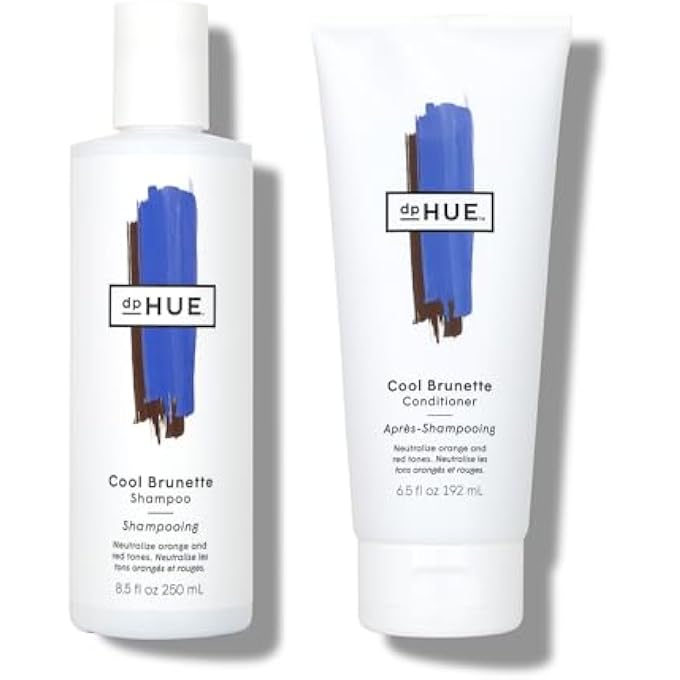 dpHUE Cool Brunette Shampoo (8.5 oz) + Cool Brunette Conditioner (6.5 oz) - Blue Pigments to Neutralize Unwanted Orange, Red, Brassy Tones - Gluten-Free