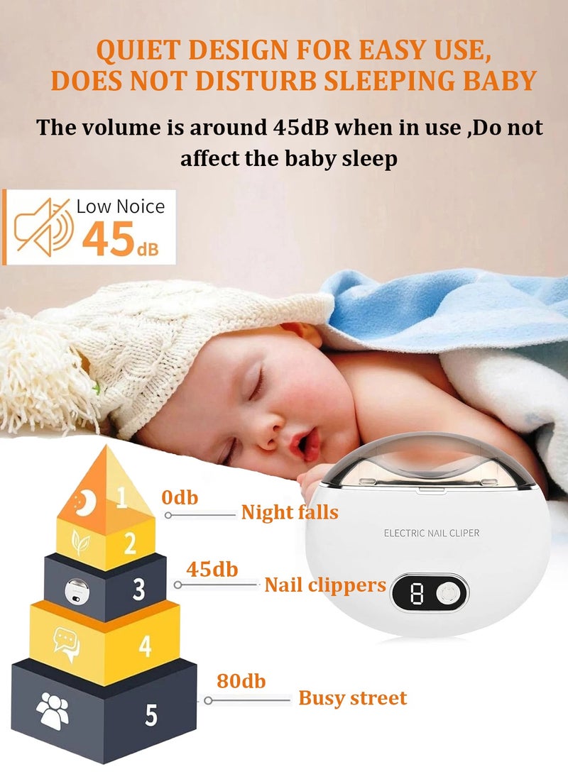 CubeG Electric Nail Clipper, 3 Speeds Automatic Nail Clipper Elecctric nail trimmer , USB Rechargeable 2 in1 Electric Nail Trimmer for Baby Elderly Care Tools - Image 5