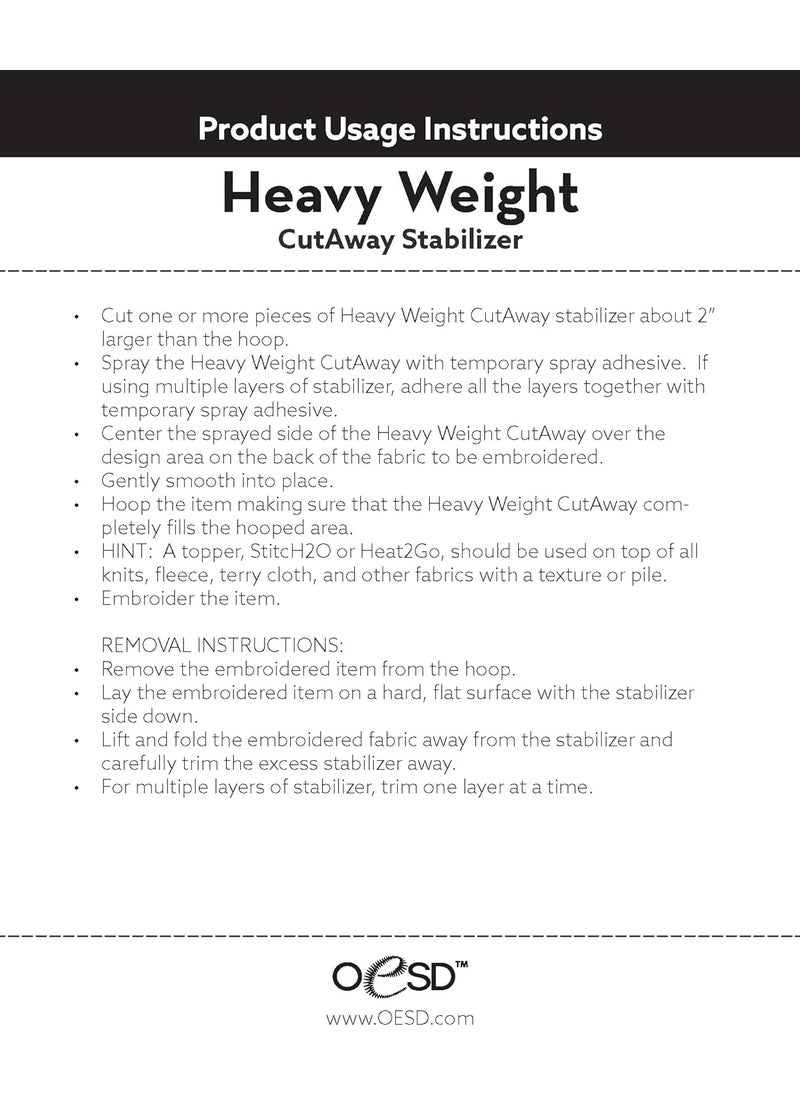 OESD OESD Heavy Weight Cut Away Embroidery Stabilizer 10 x 10 Yd Roll  - Image 3