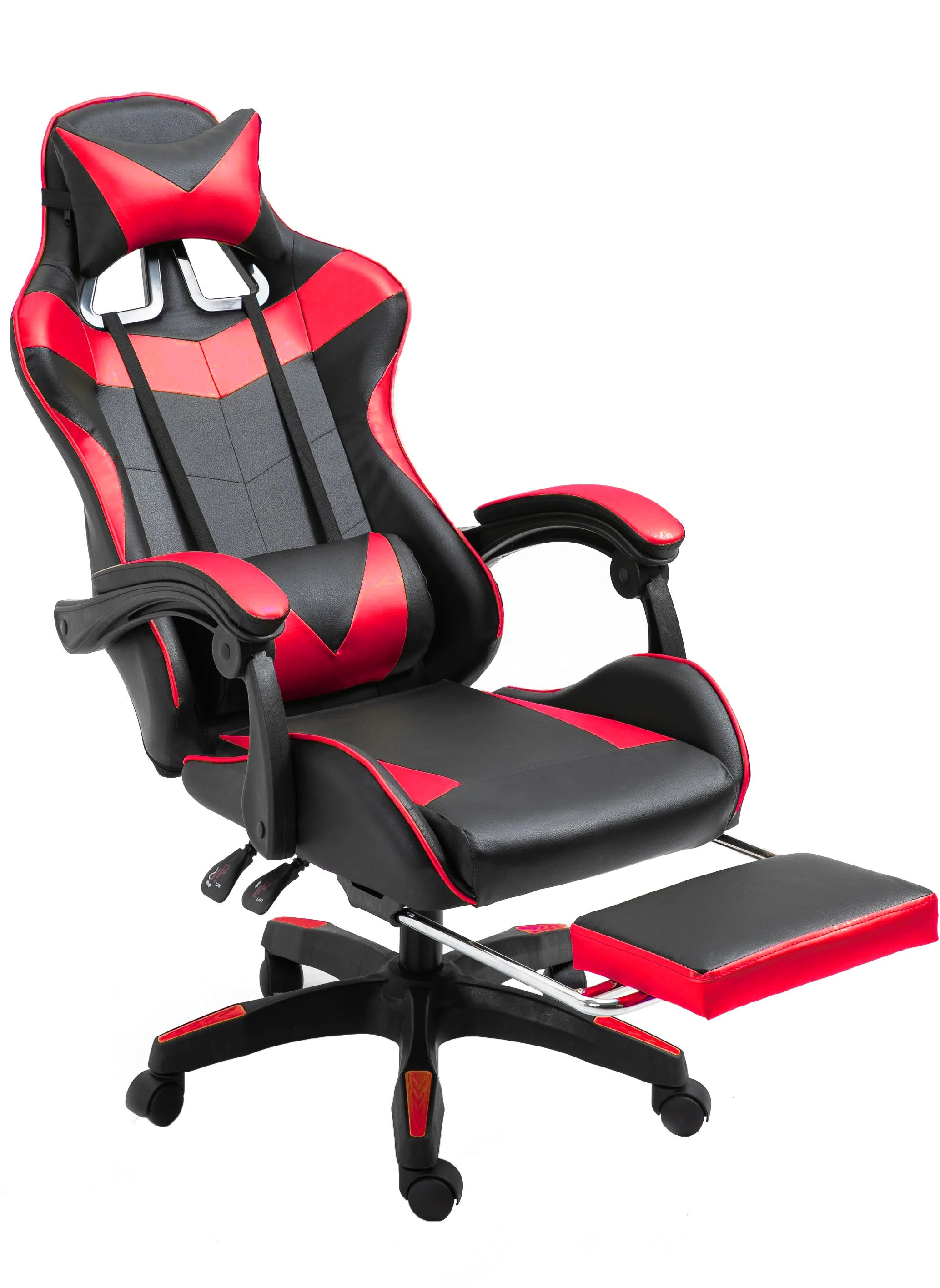 Gaming Chair with Footrest Computer Chair Deak Chair High Back Racing Style Office Chair with Headrest Lumbar Support Adjustable Office Chair(Red) 