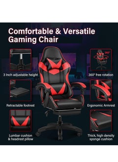 Roman Gifts Gaming Chair with Footrest Computer Chair Deak Chair High Back Racing Style Office Chair with Headrest Lumbar Support Adjustable Office Chair(Red)  - Image 5