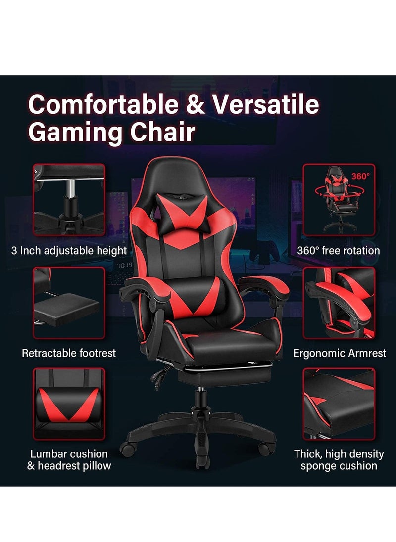 Roman Gifts Gaming Chair with Footrest Computer Chair Deak Chair High Back Racing Style Office Chair with Headrest Lumbar Support Adjustable Office Chair(Red)  - Image 5