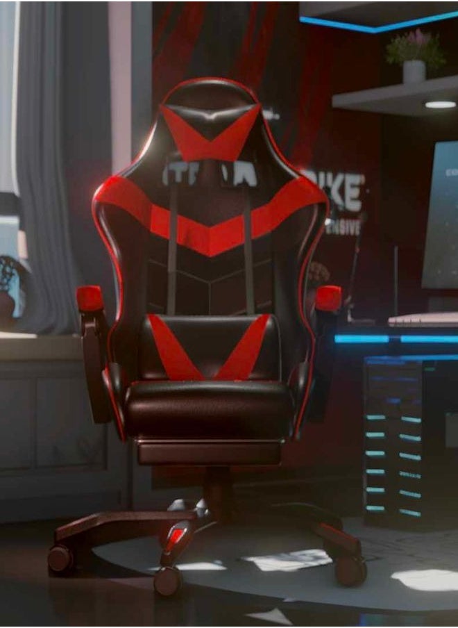 Roman Gifts Gaming Chair with Footrest Computer Chair Deak Chair High Back Racing Style Office Chair with Headrest Lumbar Support Adjustable Office Chair(Red)  - Image 2